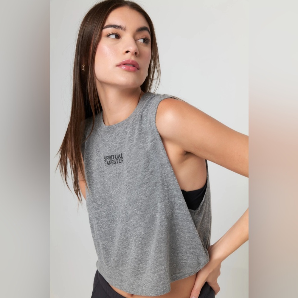 Spiritual Gangster | Shine Callie Crop in Heather Grey